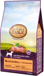 Корм сухой для взрослых собак NATURE'S TABLE Индейка с овощами, для всех пород, 2,3кг Россия, 2,3 кг