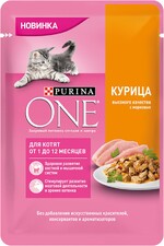 Корм консервированный для котят PURINA ONE с курицей и морковью 75г Россия, 75 г
