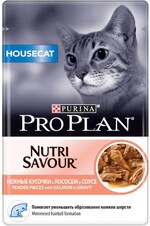 Корм консервированный для взрослых кошек PURINA PRO PLAN Nutri Savour с лососем в соусе, для живущих дома, 85г Россия, 85 г