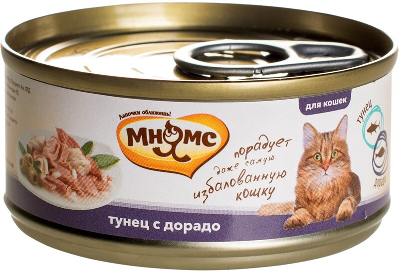 Корм для кошек МНЯМС Тунец с дорадо в нежном желе банка 70г