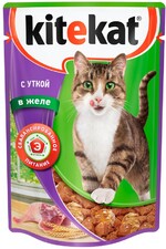 Корм для кошек Kitekat Утка в желе, влажный, 85 г