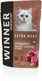 Корм для стерилизованных кошек Winner Black Angus говядина пауч, 80г