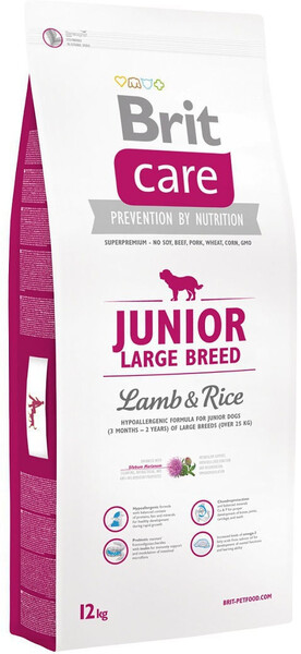 Care Junior Large Breed корм для собак (3 месяца - 2 года) крупных пород (более 25 кг), с ягненком и рисом, 12 кг
