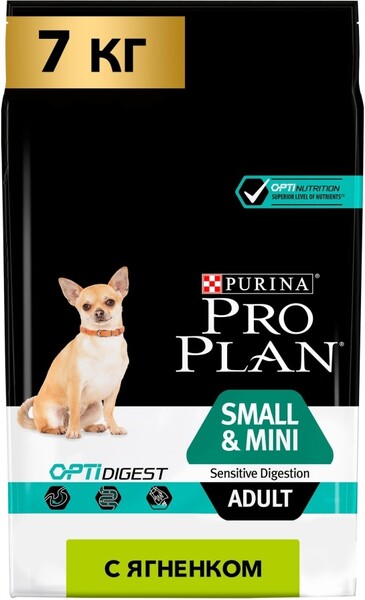 Корм для собак PRO PLAN для мелких пород с чувствительным пищеварением, ягненок сух. 7кг