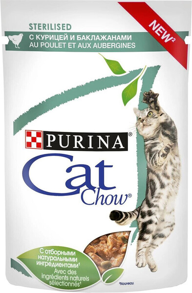 Корм для кошек Cat Chow Для стерилизованных Курица с баклажаном в желе 85 г