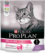 Корм сухой для взрослых кошек с чувствительным пищеварением с индейкой Pro Plan Delicate Optirenal 400 гр., пластиковый пакет