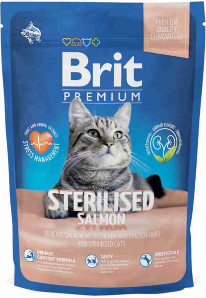 Premium Sterilised Корм для стерилизованных кошек с лососем, курицей и куриной печенью, 800 г