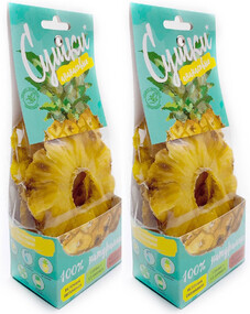 Фруктовые чипсы без сахара АНАНАС 2 пачки/сухофрукт/снек/сушеные ананасы/натурально/полезный перекус