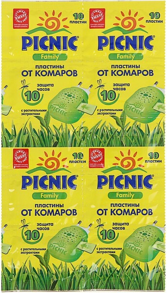 Пластины от комаров Picnic Family Растительные экстракты, 10 шт