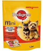 Корм сухой для взрослых собак миниатюрных пород, с говядиной Pedigree 1.2 кг. Дой-пак