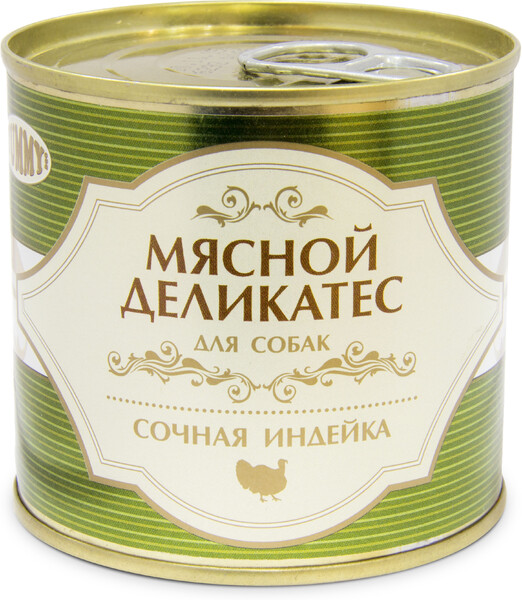 Мясной Деликатес консервы для собак, с натуральной индейкой в желе, 240 г