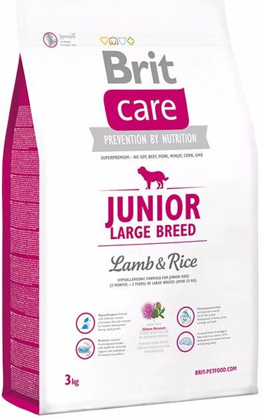 Care Junior Large Breed корм для собак (3 месяца - 2 года) крупных пород (более 25 кг), с ягненком и рисом, 3 кг