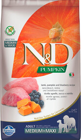 N&D PUMPKIN сухой корм для собак средних и крупных пород, с ягненком, тыквой и черникой, 12кг