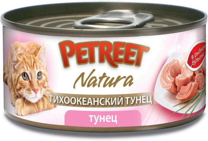 Консервы для кошек Petreet из кусочков тихоокеанского тунца в рыбном бульоне, 70 г