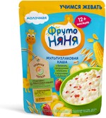 Каша молочная ФрутоНяня мультизлаковая банан-кусочки хлопьев-клубника 200 г, с 12 месяцев