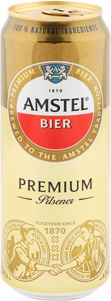 Пиво светлое AMSTEL Premium pilsener пастеризованное, 4,8%, ж/б, 0.45л Россия, 0.45 L