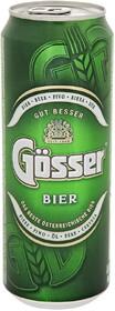 Пиво светлое GOSSER, 4,7%, ж/б, 0.45л Россия, 0.45 L