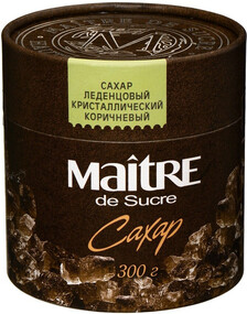 Сахар Maitre Леденцовый коричневый кристаллический, 300 гр., картон