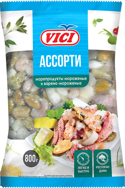 Ассорти из морепродуктов сыро-мороженое Vici Любо есть, 800 г