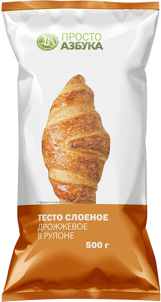 Тесто слоеное дрожжевое в рулоне, «Просто Азбука», 500 г, Россия