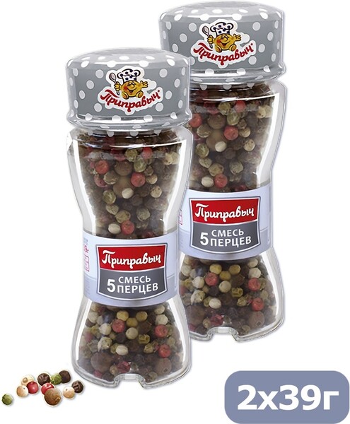 Приправа смесь 5 перцев, баночка солонка, Приправыч, 39 гр., стекло