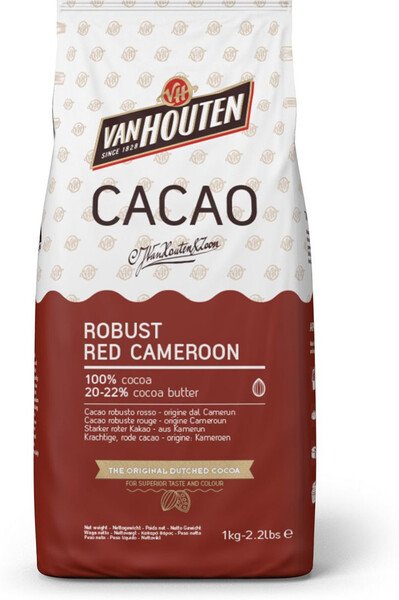 Barry Callebaut-Какао порошок Van Houten, Robust Red Cameroon 20-22%, 1 кг