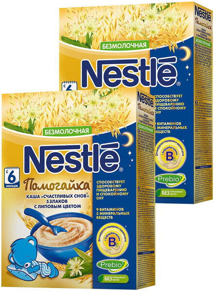 Каша Помогайка безмолочная 5 злаков с липовым цветом, с 6 месяцев, 200г