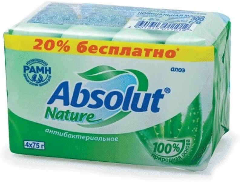 Мыло туалетное антибактериальное Absolut Nature алоэ, 300 г