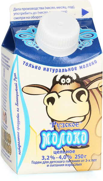 Молоко Рузское молоко пастеризованное 3.2-4% 250 г