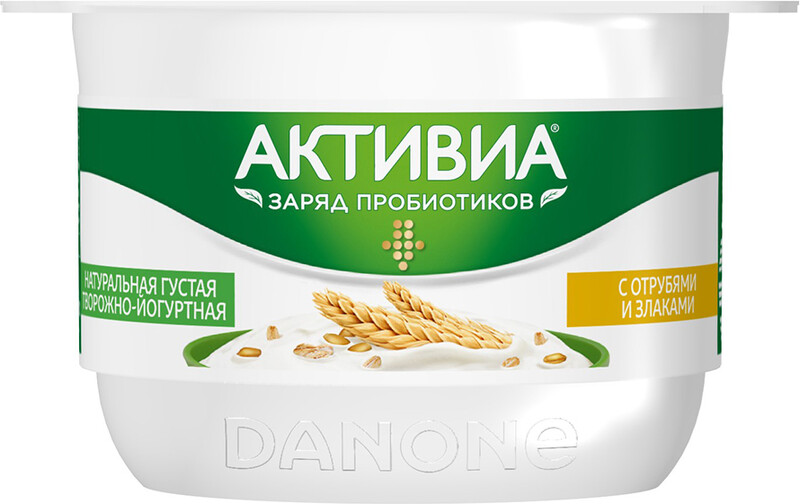Биопродукт АктиБио Danone творожная отруби и злаки 4,5%, 130г