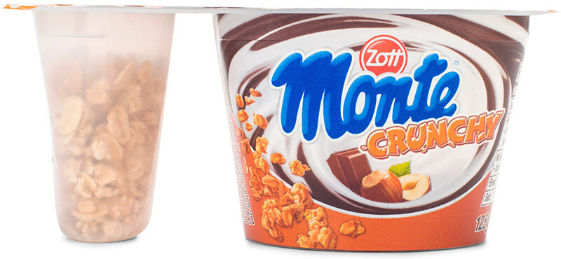 Десерт Zott Monte Crunchy молочный с шоколадом и фундуком хрустящая смесь 13.3% 125 г