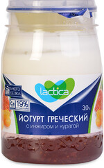 Йогурт Lactica греческий двухслойный с инжиром и курагой 3.0% 190 г