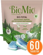 Таблетки для посудомоечной машины BIOMIO Bio-total 7в1 с маслом эвкалипта, экологичные, 60шт Дания, 60 шт