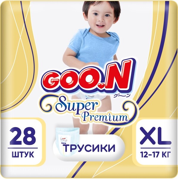 Подгузники-трусики GOON Супер Премиум размер XL (12-17 кг) 28 шт.