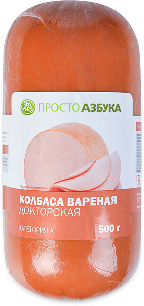 Колбаса вареная «Докторская», «Просто Азбука», 500 г, Россия