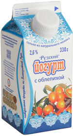 Йогурт питьевой «Облепиха» 2.6%, «Рузский», 330 г, Россия