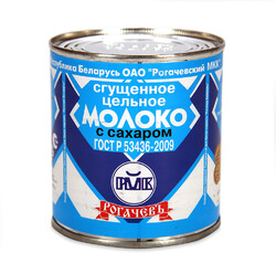 Молоко Рогачевъ цельное сгущенное с сахаром, 380г