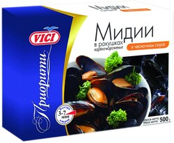 Мидии в ракушках в чесночном соусе в/м 