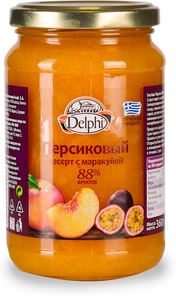 Десерт DELPHI персиковый с маракуей, 360 гр., стекло