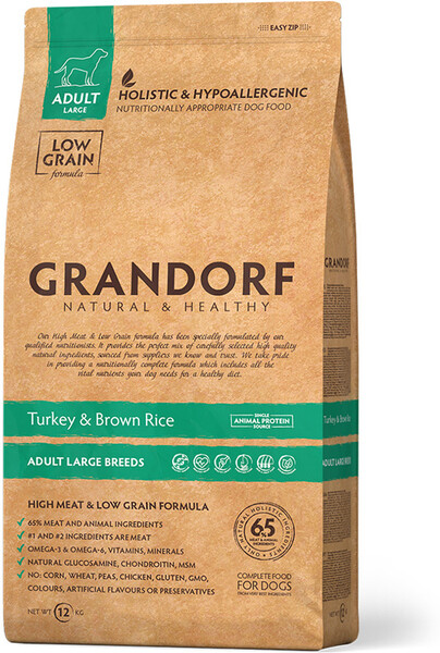 Корм для собак GRANDORF Индейка с рисом сух. 12кг