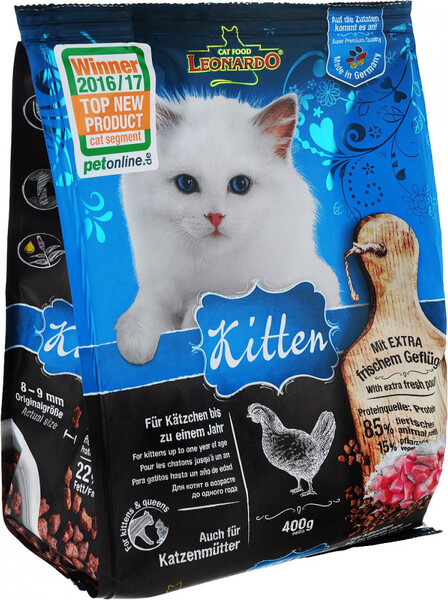 Kitten корм для котят в возрасте до 1 года, а также для беременных и кормящих кошек, с птицей, 400 г