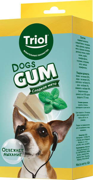 Лакомство для собак Triol Fun Food Жевательная резинка 60г