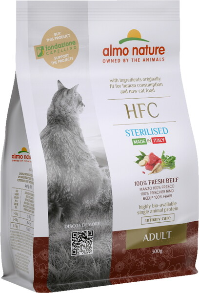 Корм для кошек ALMO NATURE Adult Sterilized Beef для стерилизованных, свежая говядина сух. 300г