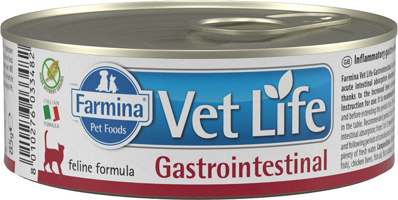 Vet Life Gastrointestinal диетический влажный корм для кошек при заболеваниях ЖКТ, 85г