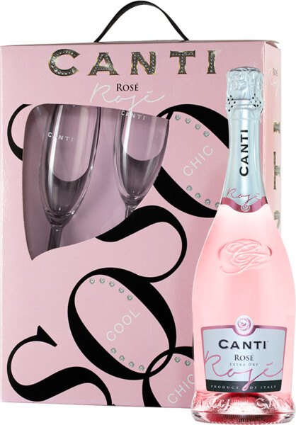 Игристое вино Rose, Canti + 2 БОКАЛА ИТАЛИЯ, 0.75 L