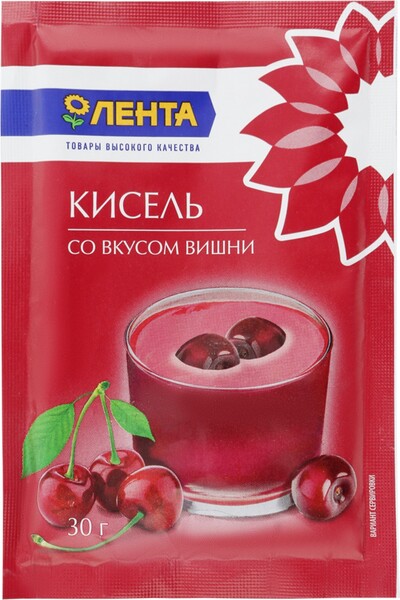 Кисель ЛЕНТА со вкусом вишни, 30г Россия, 30 г