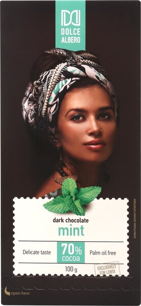 Шоколад темный DOLCE ALBERO с гранулами со вкусом мяты, 100г Польша, 100 г