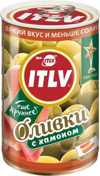 Оливки ITLV Зеленые фаршированные хамоном 314мл
