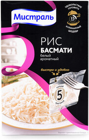 Рис МИСТРАЛЬ Басмати, в пакетиках, 4х80г Россия, 400 г