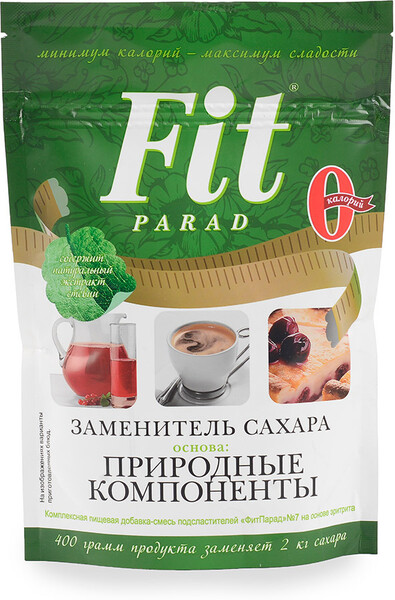 Заменитель сахара Fit parad №7 на основе эритритола, 400г